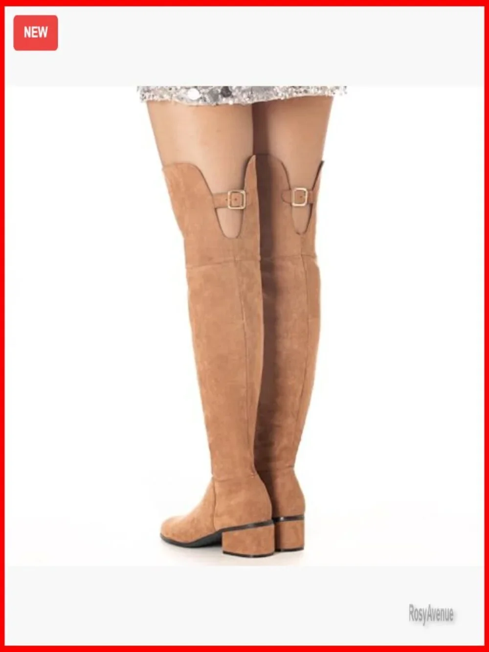 Faux Suede Over the Knee Boots 2 Inch Block Heel Side Zipper Office Casual